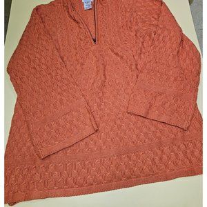 Only Necessities orange 1/4 zip collarless‎ knit sweater